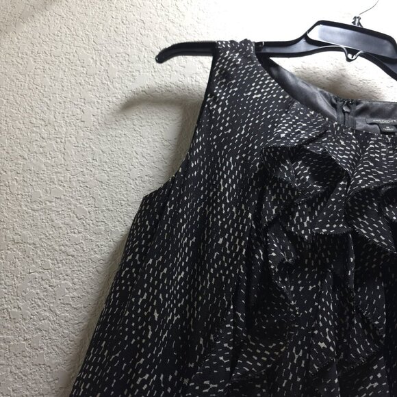 Ann Taylor Ruffle Sheath Dress |‎ Black & White | Size 8 - Picture 7 of 12